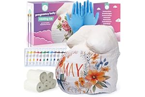 chuckle - Kit Complet Moulage Ventre Femme Enceinte avec Peintures, Gants & 2 Pinceaux - Décoration, Souvenir & Cadeau - Non Toxique & Facile à Utiliser