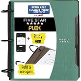 Five Star Esnek Doldurulabilir Defter + &Ccedil;alışma Uygulaması, &Ccedil;izgili Sayfa, 3,81 cm (1-1/2 in&ccedil;) TechLock Halkalar, Cepler, &Ccedil;ık