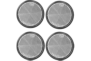 DARKGUARD 4xCatarifrangente Rotondi Blanco Ø60 mm Omologati, Riflettore Circolari Blanco,Riflesso di Sicurezza per Rimorchio Caravan Montanti del Cancello （Blanco-Rotondi-Autoadesivo-4Pezzi）