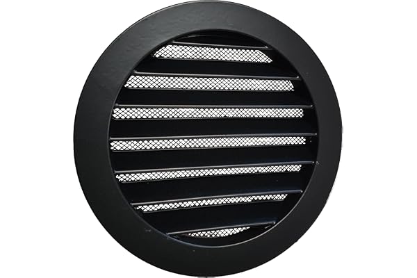 Grille de Protection Noir Météo DN 125 mm Grille d'aération Ronde avec moustiquaire Aluminium, Noir