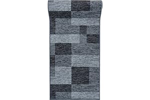 ‎MAZOVIA Mazovia rutschfest Teppich Läufer Flur - Modern Geometrische Muster Teppichläufer - Kurzflor Flurläufer für Vorzimmer, Küche - ÖKO-TEX Zertifiziert - Meterware Grau - 67 x 225 cm