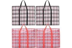 AKOFIC Sac de Rangement, Lot de 4 Sacs de Déménagement Grand Réutilisable avec Fermeture à Glissière et Poignées, Sac Rangement Vêtements Sac à Linge Cabas Grande Capacité Multi-usages pour Couettes