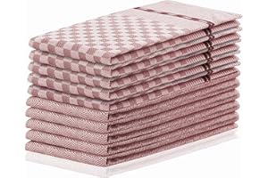 DecoKing Set di 10 strofinacci da cucina 50 x 70 cm con gancio 100% cotone rosa antico di alta qualità Louie