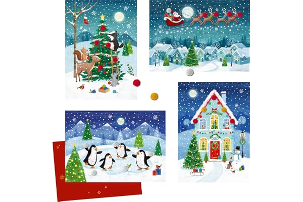 Mini-Adventskalender - Fröhlicher Advent: Mit applizierten Mini-Wattekugeln