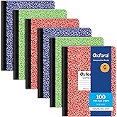 Oxford Kompozisyon not defteri, 6'lı paket, geniş &ccedil;izgili kağıt, 24,9 x 18,8 cm, 100 yaprak, &ccedil;eşitli mermer cilt, her biri 2 