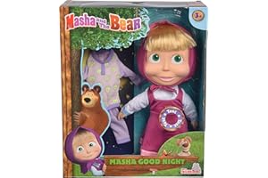 Simba- Masha And The Bear, Bambola Masha Giorno e Notte, 109301022, + 3 anni, bambola musicale, con pigiamino