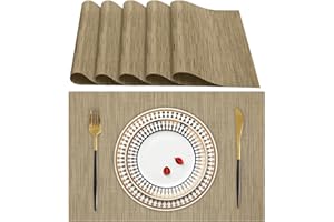 Lumaca Manteles Individuales Lavables, Juego de 6 Salvamanteles Individuales (70% PVC, 30% Poliéster), Resistentes al Calor, Antideslizantes, para Mesa de Cocina y Restaurantes,Marrón