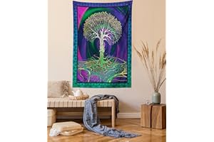 ABAKUHAUS Natura Arazzo, Digital Psychedelic Art, Decorazione murale in Tessuto per Camera da Letto, Soggiorno, dormitorio, 110 x 150 cm, Viola Fucsia