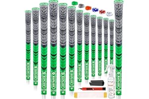 SAPLIZE CL03 Hybrid Golf Grips - 13 Pack - Basic Set Options (13 Handles) or Deluxe Kit (13 Grips with Solvent Set) - 6 Colours - Standard/Medium - MultiCompound Golf Club Grips