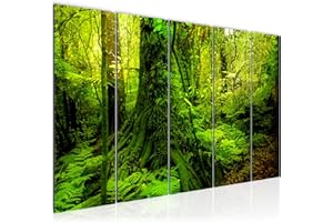 Runa Art Tableau mural XXL Forêt Paysage 200 x 80 cm Vert 5 Parties - 610555a