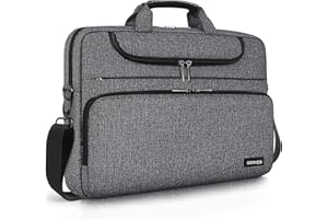 DOMISO Sacoche Ordinateur 17 Pouces Imperméable Pochette PC Portable Sac à Bandoulière Homme Business pour 17-17.3" Notebook/Dell/Lenovo/Acer/HP/MSI/ASUS, Gris Foncé＋Noir