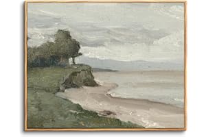 hyidecorart Quadri Vintage Soggiorno con Cornice Legno, 20x25 cm Stampe da Parete Spiaggia Vicino a Etretat, Quadro Camera da Letto Su Tela Decorazioni Parete Desktop Arte Bagno Sala da Pranzo Bagno