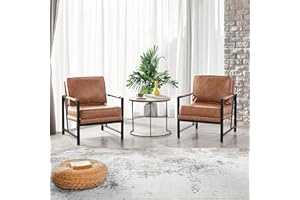 ‎YAHEETECH Yaheetech 2X Sessel, Relaxsessel für Wohnzimmer, moderner Fernsehsessel Loungesessel Stuhl Kunstleder Hellbraun