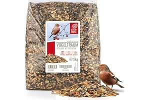 wildtier herz Miscela di Cibo per Uccelli Selvatici ad Alto Contenuto Proteico - Mangime Naturale per Genitori, Breeding e Piccoli con Semi di Girasole, Granaglie, Fiocchi, e Insetti Commestibili