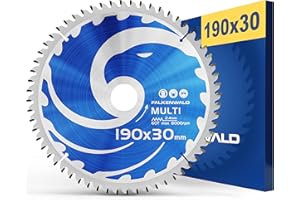 FALKENWALD ® Brzeszczot do piły tarczowej 190 x 30 mm do drewna, metalu i aluminium – brzeszczot 190 x 30 kompatybilny z ręczną pilarką tarczową firmy Bosch & Makita – brzeszczot do piły