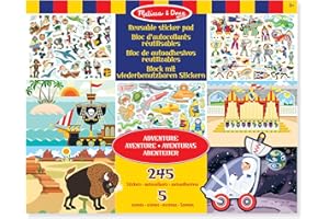 Melissa & Doug Livre d'Autocollants réutilisables Aventures, Livre d'autocollants, Packs activités avions et voyages, Livres pour enfants de 3 4 5 6 7 ans,Loisirs créatifs pour filles et garçons
