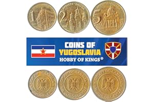 HOBBY OF KINGS Conjunto de 3 Monedas de Yugoslavia. 1, 2, 5 Dinara. 2000-2002