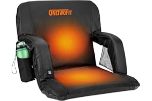 ‎ONETWOFIT ONETWOFIT Beheizter klappbarer Stadionsitz, 3 Ebenen Heizung, tragbare Bleichstühle mit Rücken- und Armstütze für Camping, extra dick, leicht und wasserdicht, mit abnehmbarer Tasche