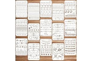 OOTSR 15 plantillas de encaje, plantilla de pintura, plantillas de plástico reutilizables para pintura, manualidades, pared, bricolaje, tela, suelo, decoración del hogar, letreros de madera