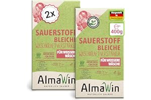 ‎ALMAWIN AlmaWin® Sauerstoffbleiche Pulver [2x 400g] für strahlend weiße Wäsche ab 30°C, gegen Gerüche & Verfärbungen - Aktivsauerstoff Bleichmittel für Abfluss, Spül- & Waschmaschine