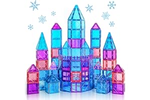 Mauikay Magnetic Tiles for Girls, 3D Princess Castle Magnetic Building Blocks Ages 3 4 5 6 7 8 Princess Toys for Girls Kids Educational Construction Toys Christmas Birthday Gifts