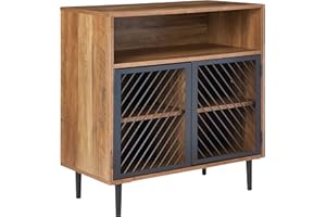 WALKER EDISON Eden Bridge Designs Entryway Bar Cabinet Storage, Steel, Reclaimed Barnwood Brown, 32 Inch