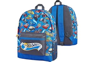 Hot Wheels School Bag, Official Kids Backpack With Cars Print, Large Blue Rucksack For School Sports Travel, Back To School Supplies For Children, Gifts For Boys Girls Teenagers