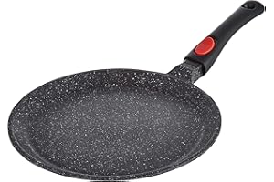 Kamberg - Poêle à crêpe / Crêpière 28 cm - Manche Amovible - Fonte d'Aluminium - Revêtement Type Pierre - Tous Feux dont Induction - Sans PFOA - 0008051, Noir