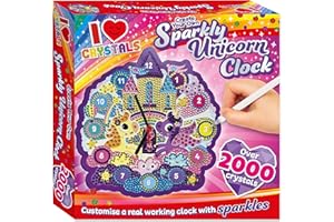 Bookoli - Create Your Own Sparkly Dinosaur Clock Kit for Kids - I Love Crystals - Craft Activity for 4-6 Year Olds - Dinosaur Craft for Children with Activity Book - Diamond Painting Set