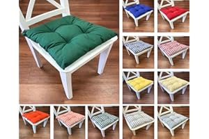 Tropik Home Colourful Seat Pads, Garden Kitchen Dining Chair Cushions Tie On (Green)