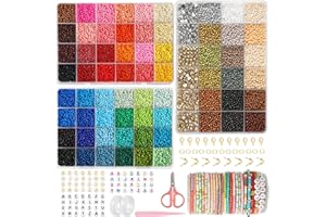 FEHCBIO 38500 Stück 72 Farben Perlen Set 3 Kits,Selber Machen Perlen für Armbänder, DIY Armband mit Buchstabenperlen zum Auffädeln Schmuckherstellungs Set für Weihnachten,Partys,Feiertag