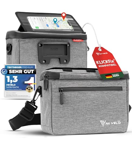 Borsa Da Manubrio KlickFix Asista Roomy – Ampia, Blu, 24x22x13 Cm, Anche A Tracolla, Unisex Adulto