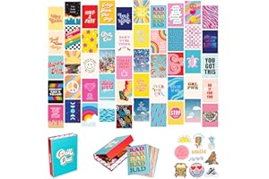 Artivo Bright Indie Collage Kit Aesthetic Pictures, 50 Set 4x6 inch, Colorful Bedroom Decor for Teen Girls, Fun Wall Art for Kids, Dorm Wall Decor, Small Posters for Room (Bright 50 Set)