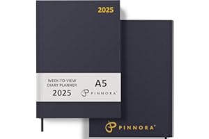 Pinnora 2025 Diary A5 Week to View, Blue Year Planner Organiser Diary 2025 Week To View, 2025 Planner, Home, School & Office, Hard Back 2025 Diaries, A5 & A4 2025 Diary in Day Per Page & Week To View
