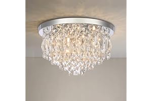 ‎A1A9 A1A9 Moderne Kristallleuchter Deckenleuchten, Klare K9 Kristall Chrom Unterputzleuchten, Elegante runde LED Pendelleuchte für Wohnzimmer, Esszimmer, Schlafzimmer, Lounge (Durchmesser 40cm)