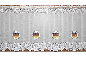 FASHION AND JOY Fußball WM 2018 Fanartikel Gardine Deutschland Flagge Scheibengardine - HxB 30x160 cm …auspacken, aufhänge, fertig! - Panneaux Vorhang Fussball Weltmeisterschaft Typ79