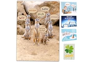 ‎KULINU Kulinu 64749 - XXL A4 Abschiedskarte Kollegen - Edle Abschiedsgeschenk Karte - Lustiges Geschenk für Abschied Jobwechsel Ruhestand Pension Rente Büro Mitarbeiter Kollege Kollegin Freunde Chef