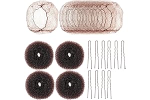 LLOUSSAK Pack of 24 Donut Bun Maker Set, Bun Pillows, Children's Bun Cushion, Small with Invisible Hair Net and U-shaped Hairpin, Girls' Updo Accessories for Short and Thin Hair, Ballet Dancer
