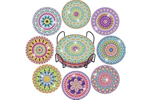 Diamante Pintura Posavasos, Alluring 5D DIY Diamond Painting Posavasos con Soporte Posavasos para Bebidas para Pintura de Diamantes Taza de Mesa para Adultos Niños Manualidades