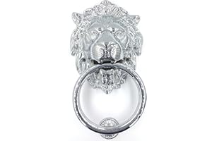 Anatolica Lions Head Door Knocker,7.1 inches,Solid Brass,Regency Period(Chrome)