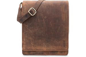 LEABAGS London skórzana torba na ramię I torba na laptopa do 13 cali I torba kurierska z prawdziwej skóry bawolej w stylu vintage I torba na ramię I torba do pracy I 26x8x31cm