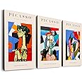 Picasso Canvas Framed Wall Art Set Minimalist Wall Decor Line Drawings Abstract Paintings Neutral Pablo Picasso Poster Prints for Living Room Bedroom and Bathroom, Ready to Hang (12''x16'')