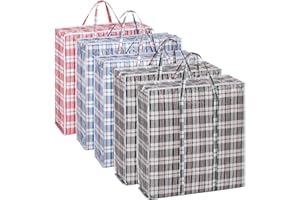 Rainberg 5 PACKS EXTRA LARGE Strong and Durable Storage Bags, Reusable Laundry Bags with Double Zips, Ideal for Laundry, Moving House, Clothing & Wardrobe Storage (60 x 60 x 18 CM)