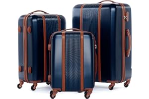 FERGÉ Juego 3 Maletas rigidas Milano Equipaje de Viaje Dura Trolley Set con 4 Ruedas giratorias (360) Azul