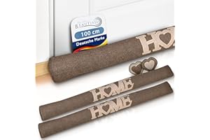 ‎BEAUTISSU Beautissu 2er Set Zugluftstopper 100 cm lang Tuuli HE - Windstopper als Türvorleger, Haustür Rolle und Kälteschutz Luftstopper - Luftzugstopper Home Zugluft Stopper in Braun