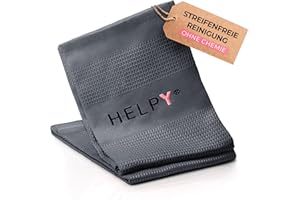 ‎H E L P Y H E L P Y® - Putztücher [2er Set] - streifenfreie Fensterputztücher - fusselfreie Reinigungsergebnisse - Microfasertuch für Küche, Bad, Auto, Fenster - grau