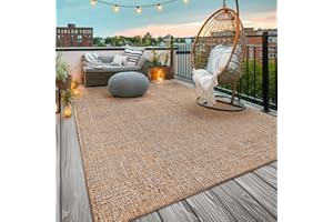 TT Home Outdoor Rug Waterproof - Easy-Cleaning, UV- & Weather-Resistant Patio & Garden Area Rug for Porch, Kitchen & Hallway, colour:Beige Brown, Size:200x280 cm