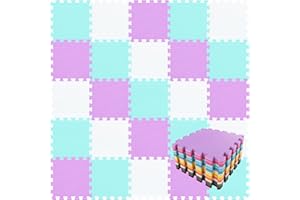 qqpp EVA Puzzle Tapis Mousse Bebe - Idéal pour Les Tapis De Jeux Enfant,18 Dalles(30 * 30 * 1cm), Blanc, Vert, Pourpre. QQC-AHKb18N