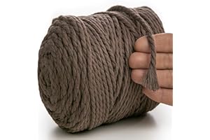 MeriWoolArt® Makramee Garn 6mm 100m Braun, Baumwollgarn Kordel, Dicke Macrame Cord für Makramee Wandbehang, Blumenampel, Vorhang und Mehr DIY Deco (Braun, 6mm x 100m)