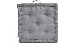 ComfyNex Booster Seat Cushion (45cm x 45cm x 10 Aprox.) 100% Cotton Thick Seat Cushion, Seat Pad, Floor Cushion, Chair Cushion, Booster Cushion (Charcoal, 1)